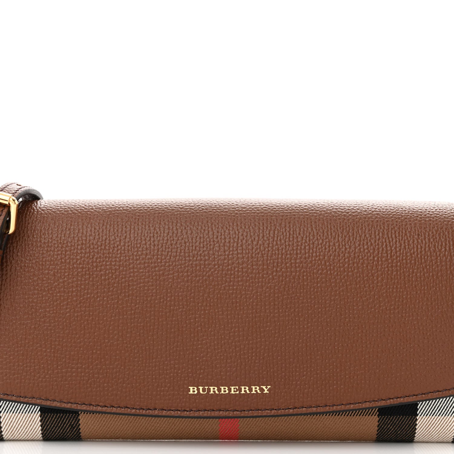 Burberry Derby Calfskin House Check Henley Wallet On Chain Tan 7 of 10