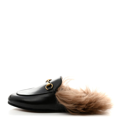 Gucci Calfskin Fur Womens Princetown Slippers 35 Black 1 of 8