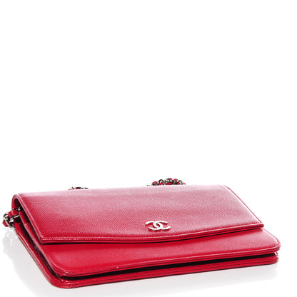 Chanel Caviar Sevruga Wallet on Chain WOC Red 4 of 7