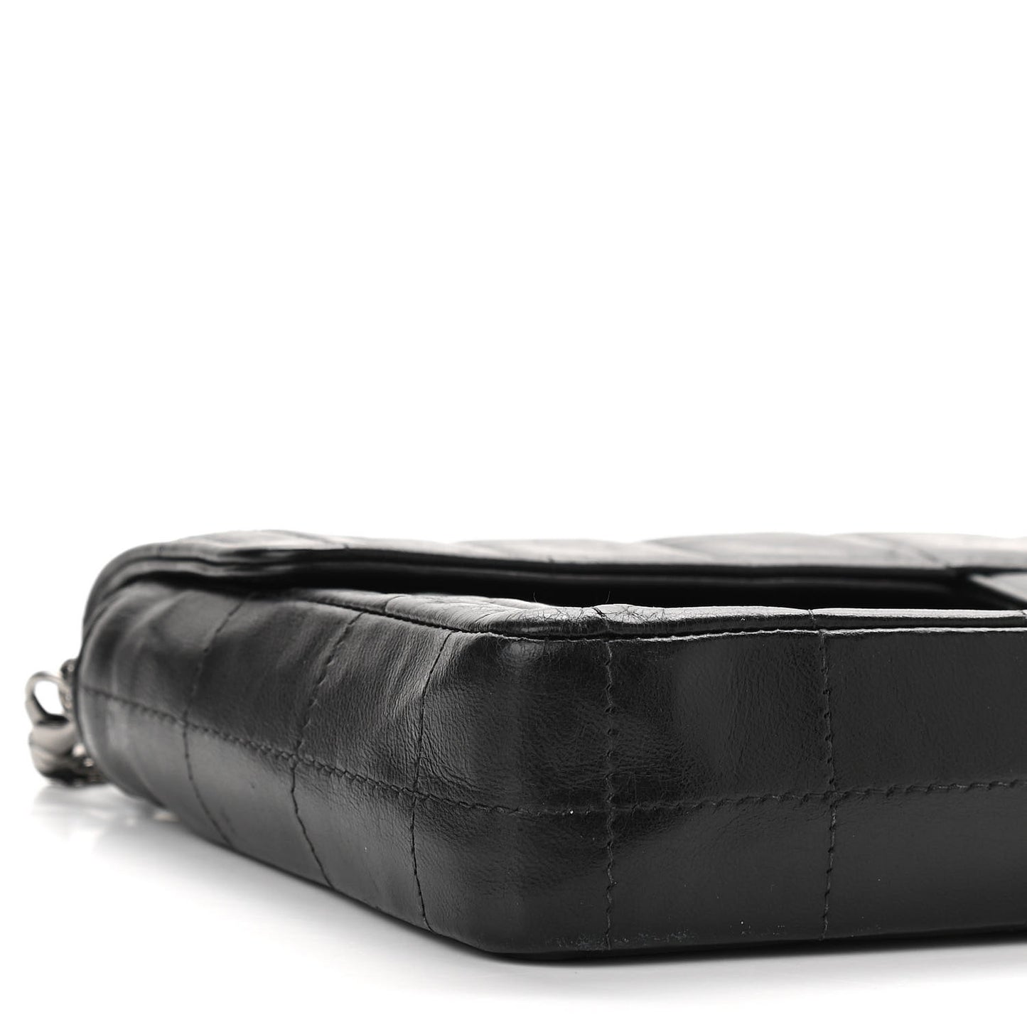 Lambskin East West Chocolate Bar Flap Black