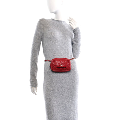 Chanel Lambskin Quilted Waist Bag With Pouch Red 2 of 10