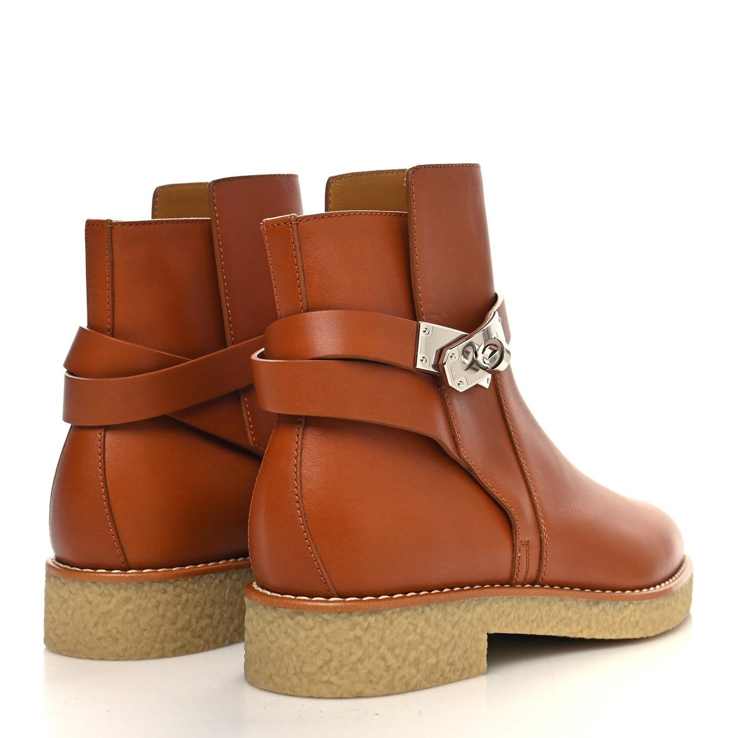 Heritage Calfskin Follow Ankle Boots 37 Naturel