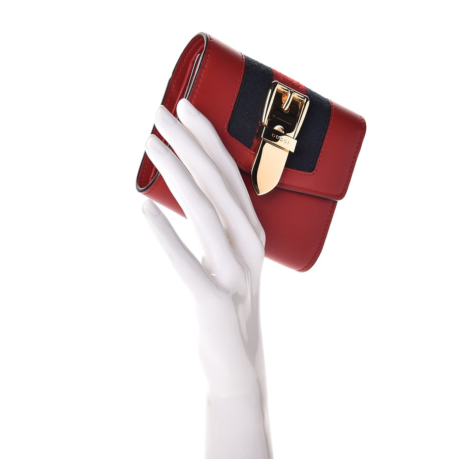 Gucci Calfskin Sylvie Wallet Hibiscus Red 2 of 8