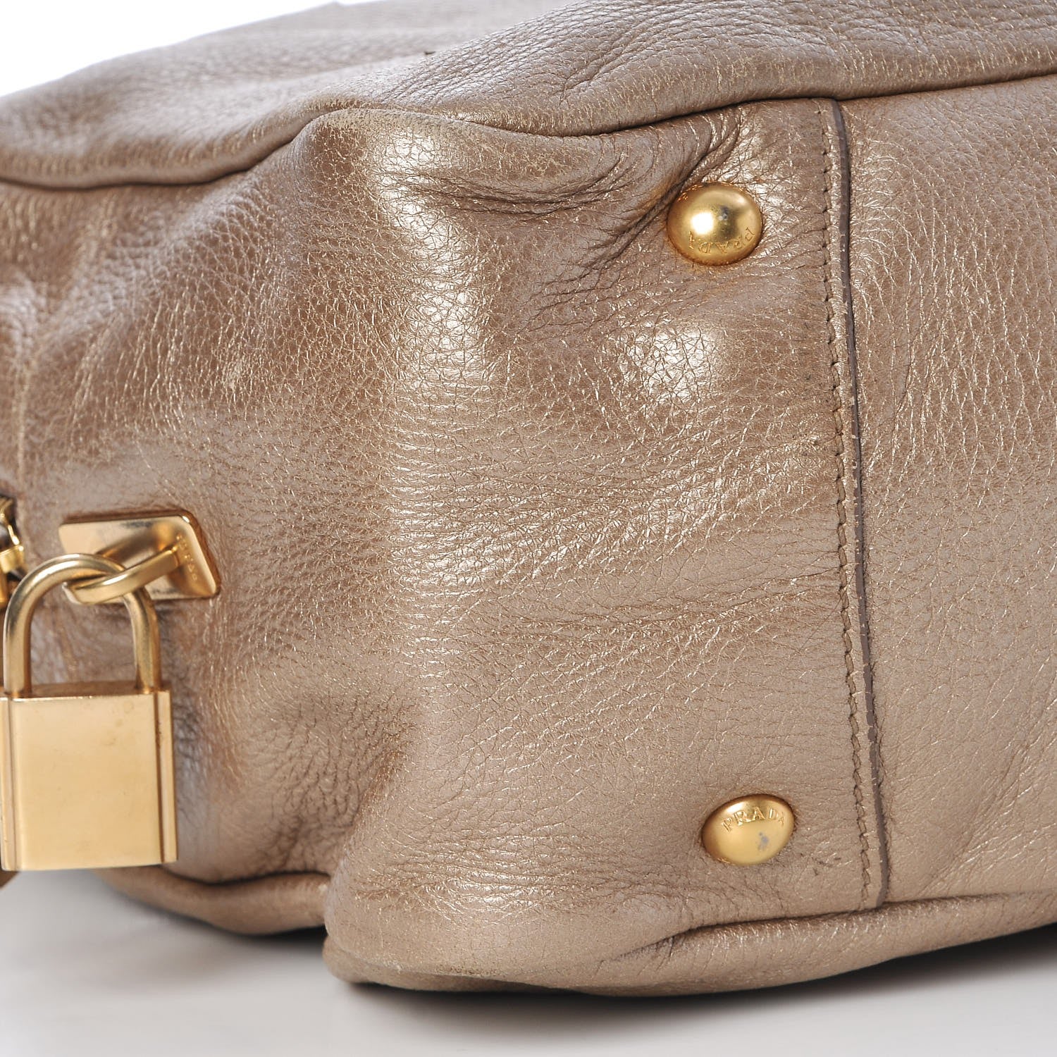 Prada Metallic Vitello Daino Bauletto Gold 10 of 17