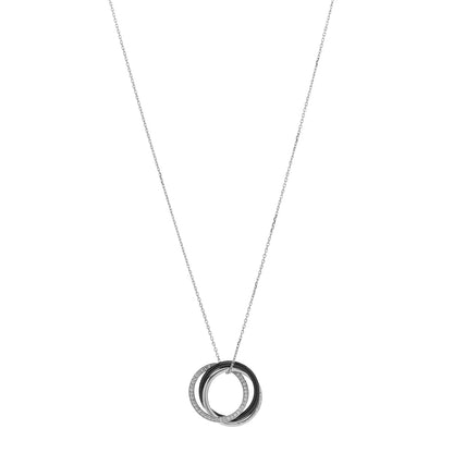 Cartier 18K White Gold Black Ceramic Diamond Trinity Pendant Necklace 1 of 5