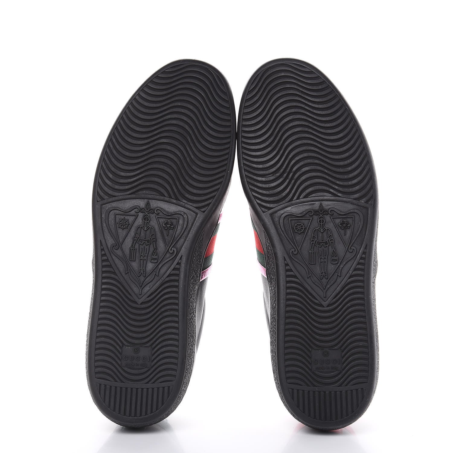 Gucci Calfskin Ayers Web Flames Embroidered Mens Ace Sneakers 10 Black 5 of 9