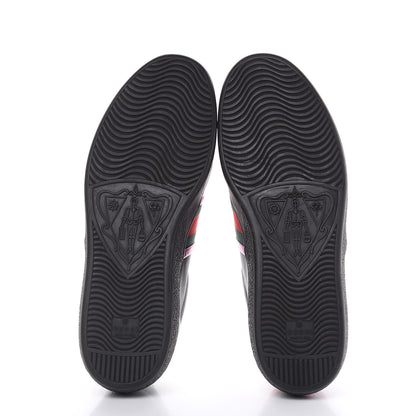 Gucci Calfskin Ayers Web Flames Embroidered Mens Ace Sneakers 10 Black 5 of 9
