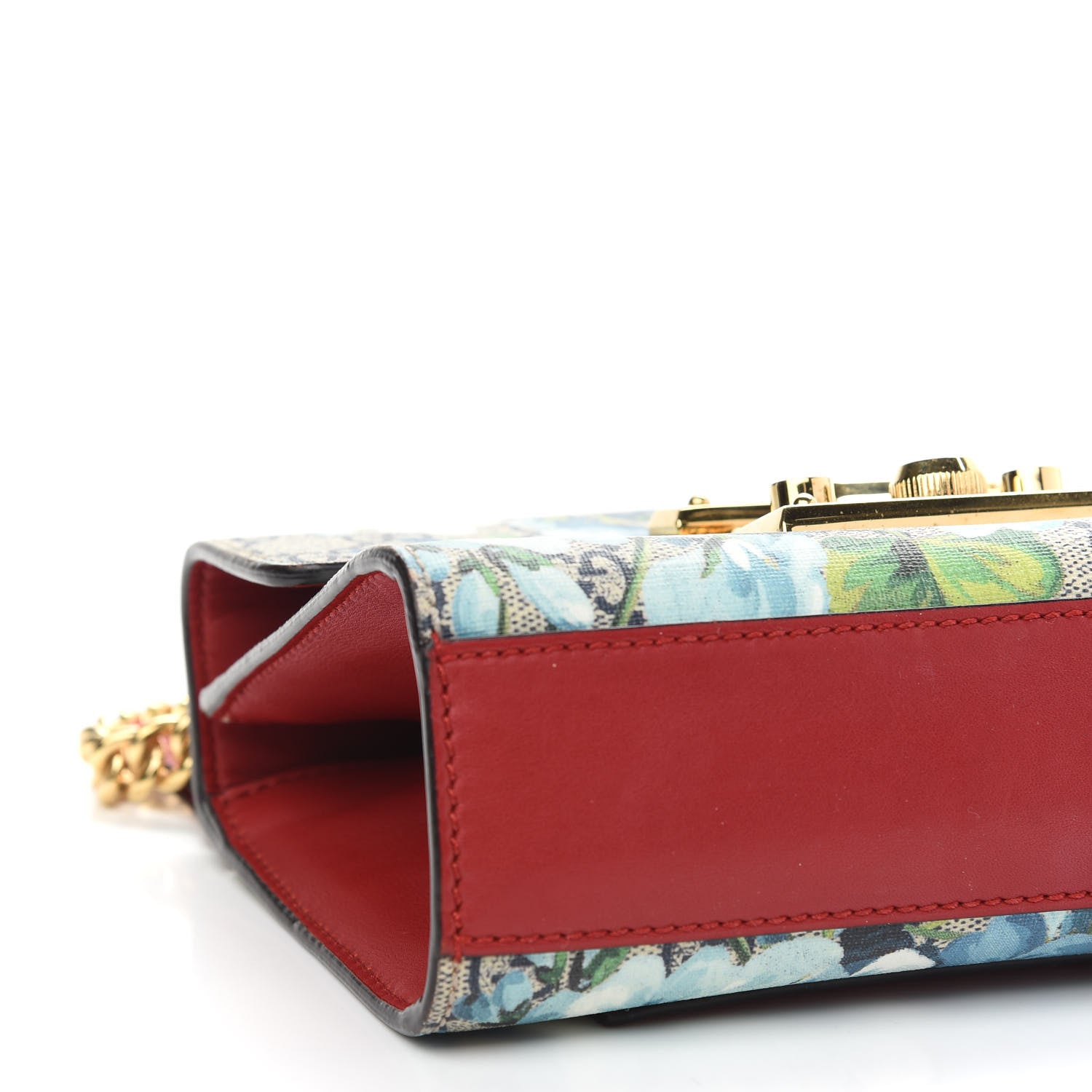 Gucci GG Supreme Monogram Blooms Small Padlock Shoulder Bag Beige Blue Navy Hibiscus Red 8 of 9