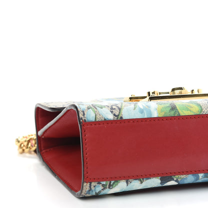 Gucci GG Supreme Monogram Blooms Small Padlock Shoulder Bag Beige Blue Navy Hibiscus Red 8 of 9