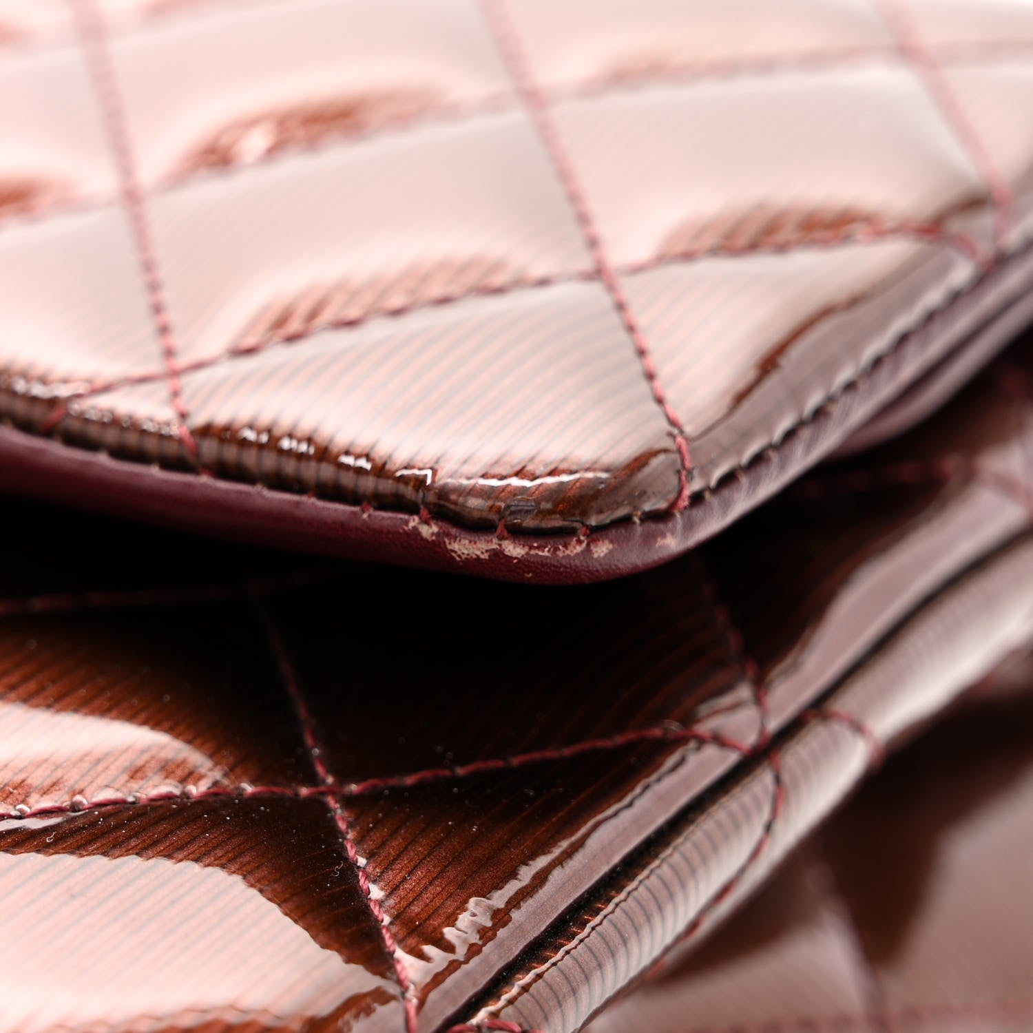 Chanel Striated Patent Quilted Medium Double Flap Burgundy 15 of 16