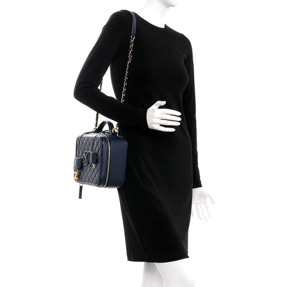 Chanel Caviar Quilted Large CC Filigree Vanity Case Navy 2 of 10