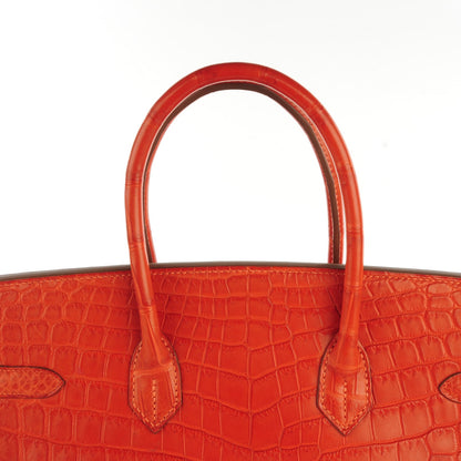 Hermes Matte Niloticus Crocodile Birkin 35 Orange 13 of 29
