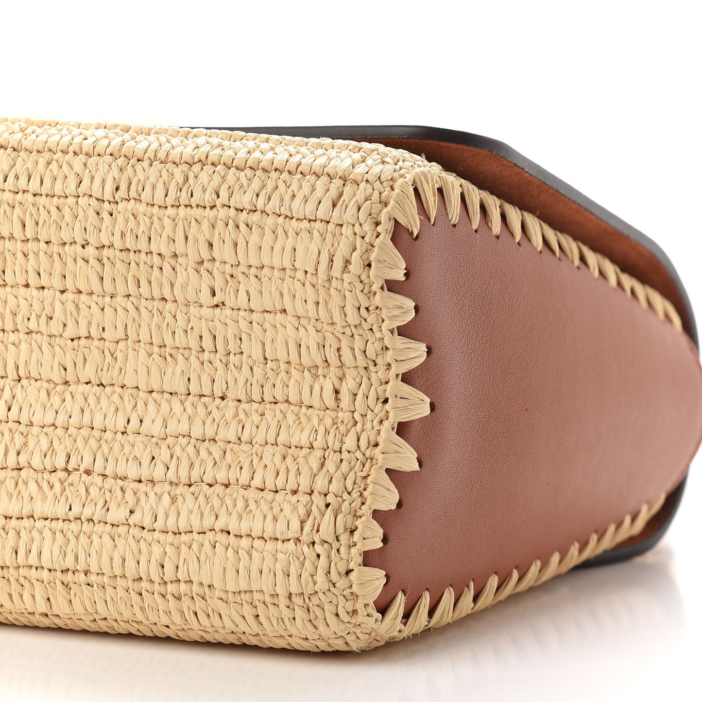 Calfskin Raffia Twist Shoulder Bag MM Caramel