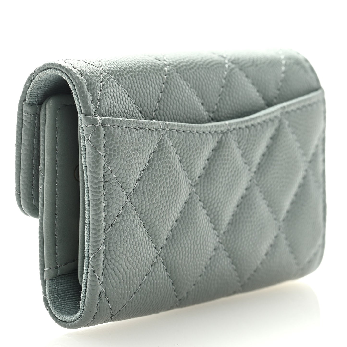 Caviar Quilted Classic 4 Key Holder Wallet Grey
