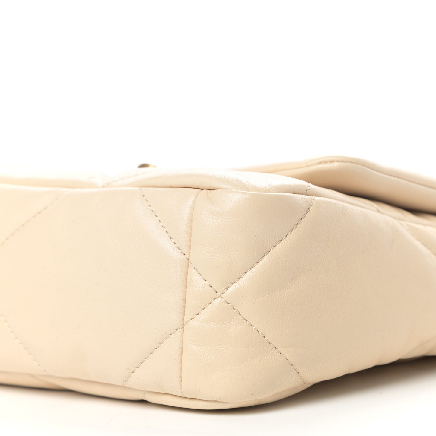 Goatskin Quilted Medium Chanel 19 Flap Beige