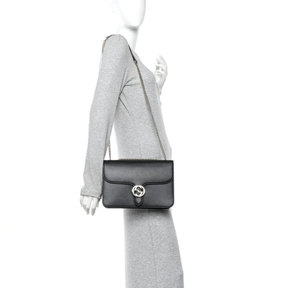 Gucci Dollar Calfskin Interlocking G Shoulder Bag Black 2 of 10