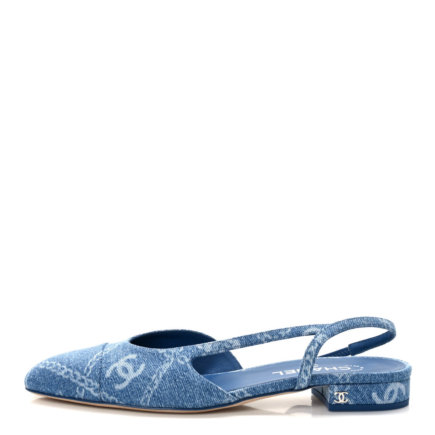 Denim Cap Toe CC Slingback Flats 41 Light Blue Multicolor
