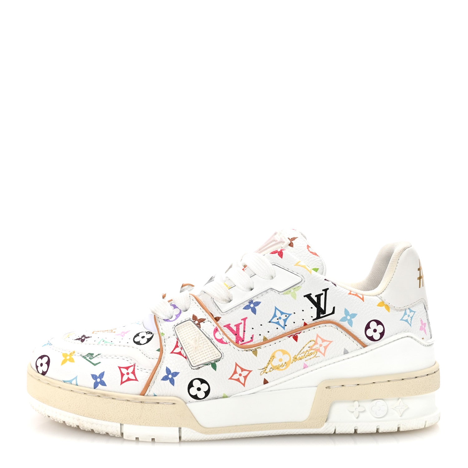 Louis Vuitton LV X TM Calfskin Monogram Multicolor Womens LV Trainer Sneakers 37.5 White 1 of 11
