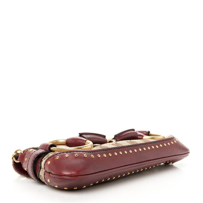 Gucci Monogram Studded Small Horsebit Clutch Bordeaux 4 of 10
