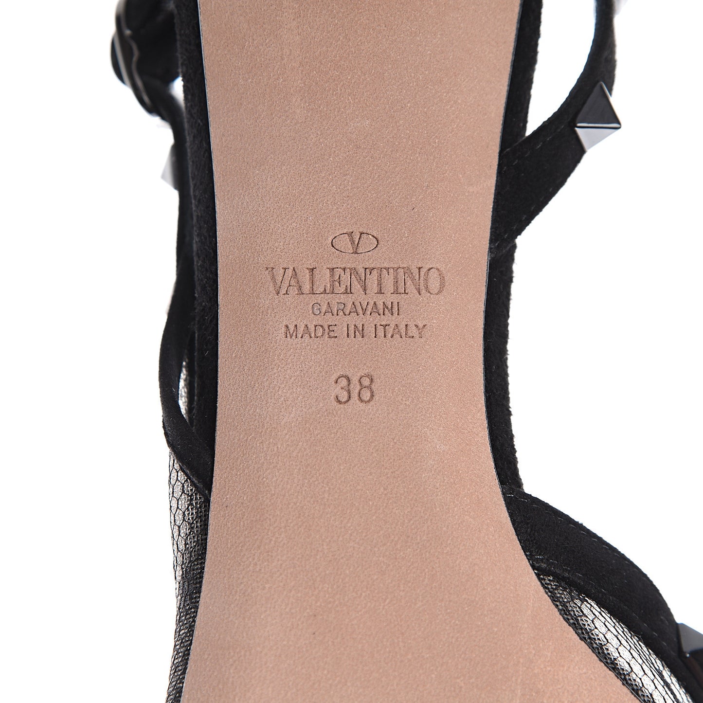 Mesh Point d'Esprit Rockstud Half D'Orsay Slingback 50mm Pumps 38 Black