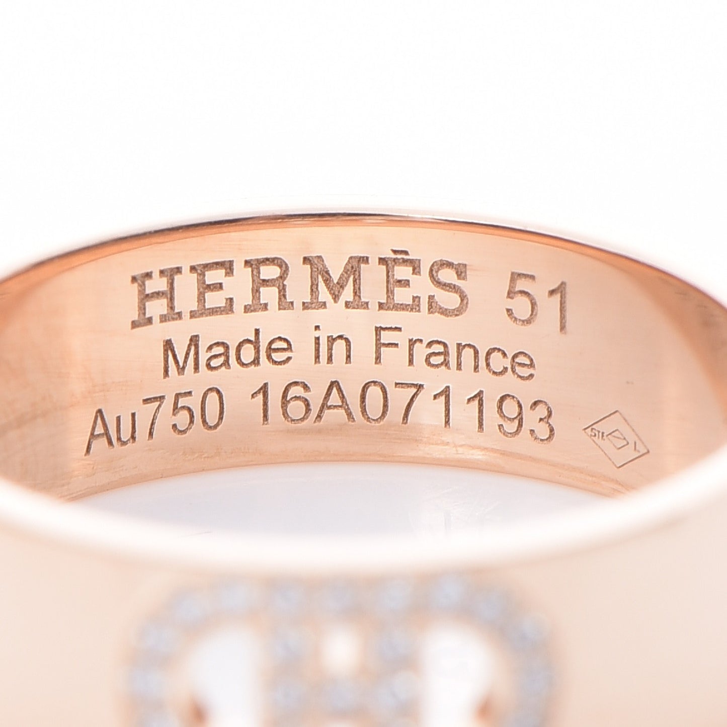 18K Rose Gold Diamond PM H D'Ancre Ring 51 5.75