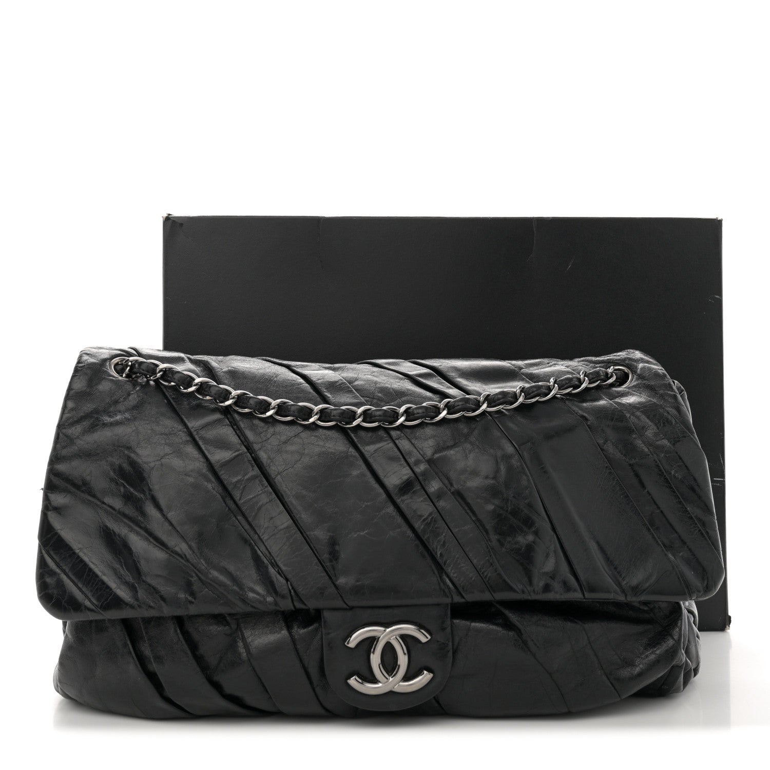 Chanel Glazed Calfskin Twisted Maxi Flap Black 13 of 13