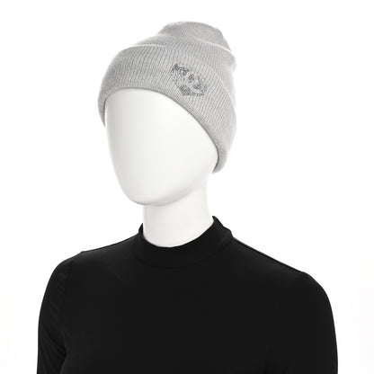 Chanel Cashmere Crystal CC Heart Beanie Hat Light Grey 2 of 5