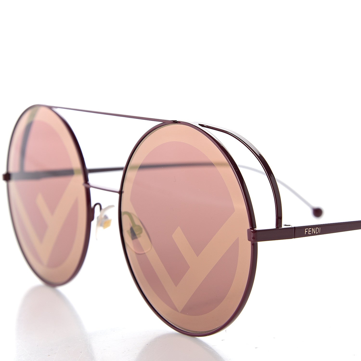 Fendi Metal F is Fendi Printed Run Away Round Frame Sunglasses FF 0285/S Red 8 of 9
