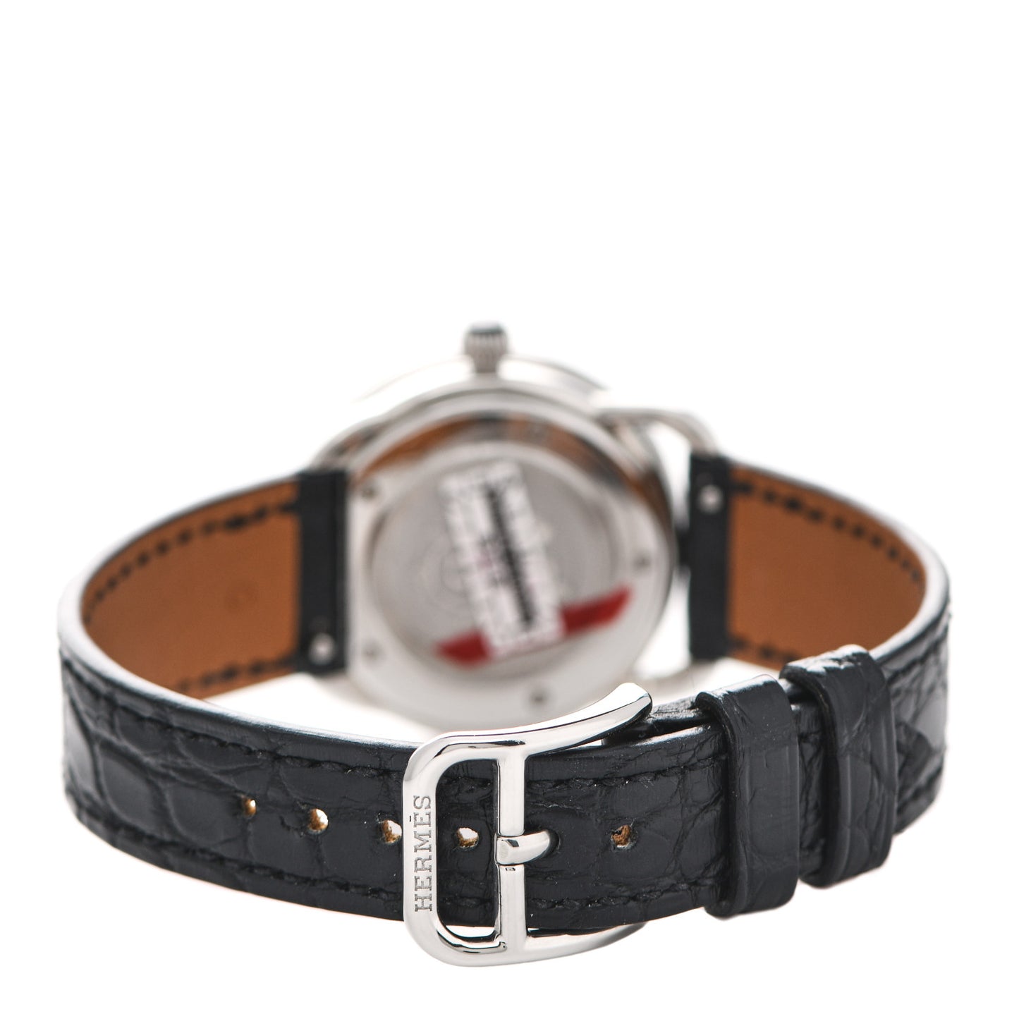 Stainless Steel Alligator Diamond 28mm Arceau Cavales Quartz Watch Noir