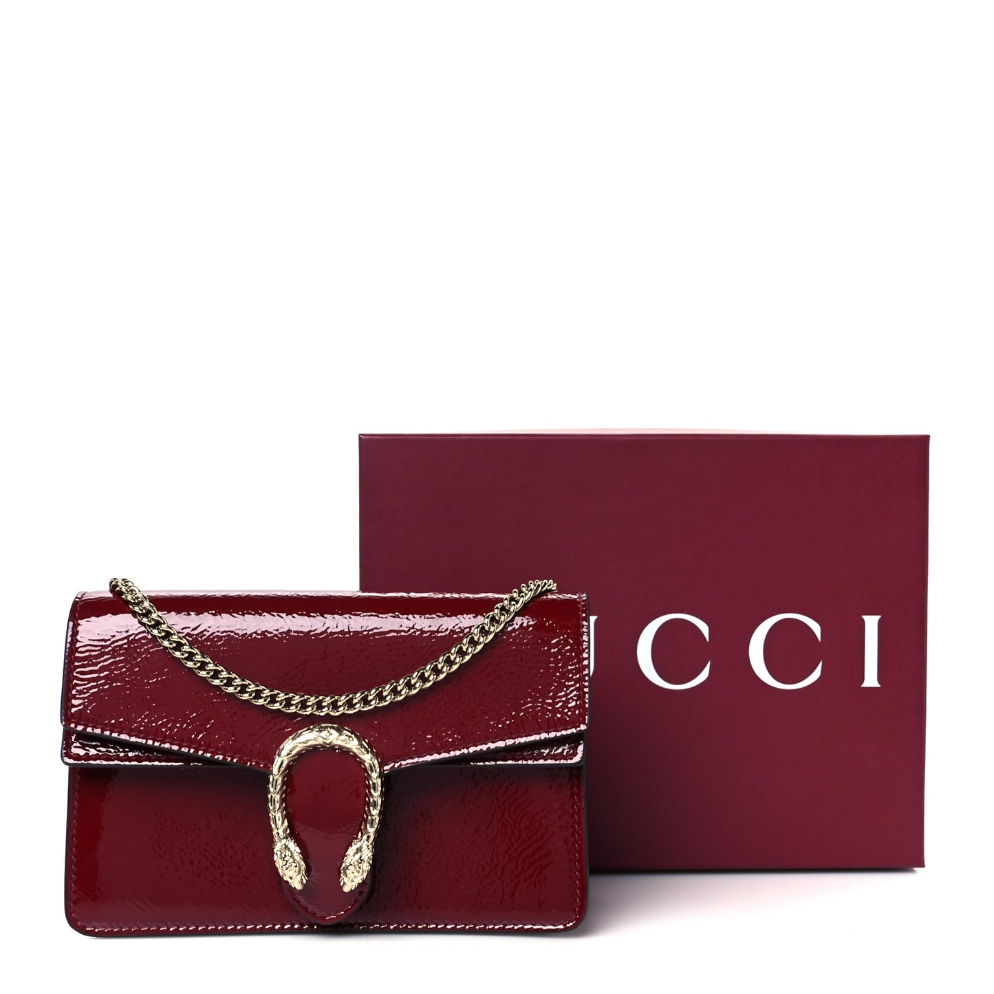 Crinkled Patent Mini Dionysus Shoulder Bag Rosso Ancora Red