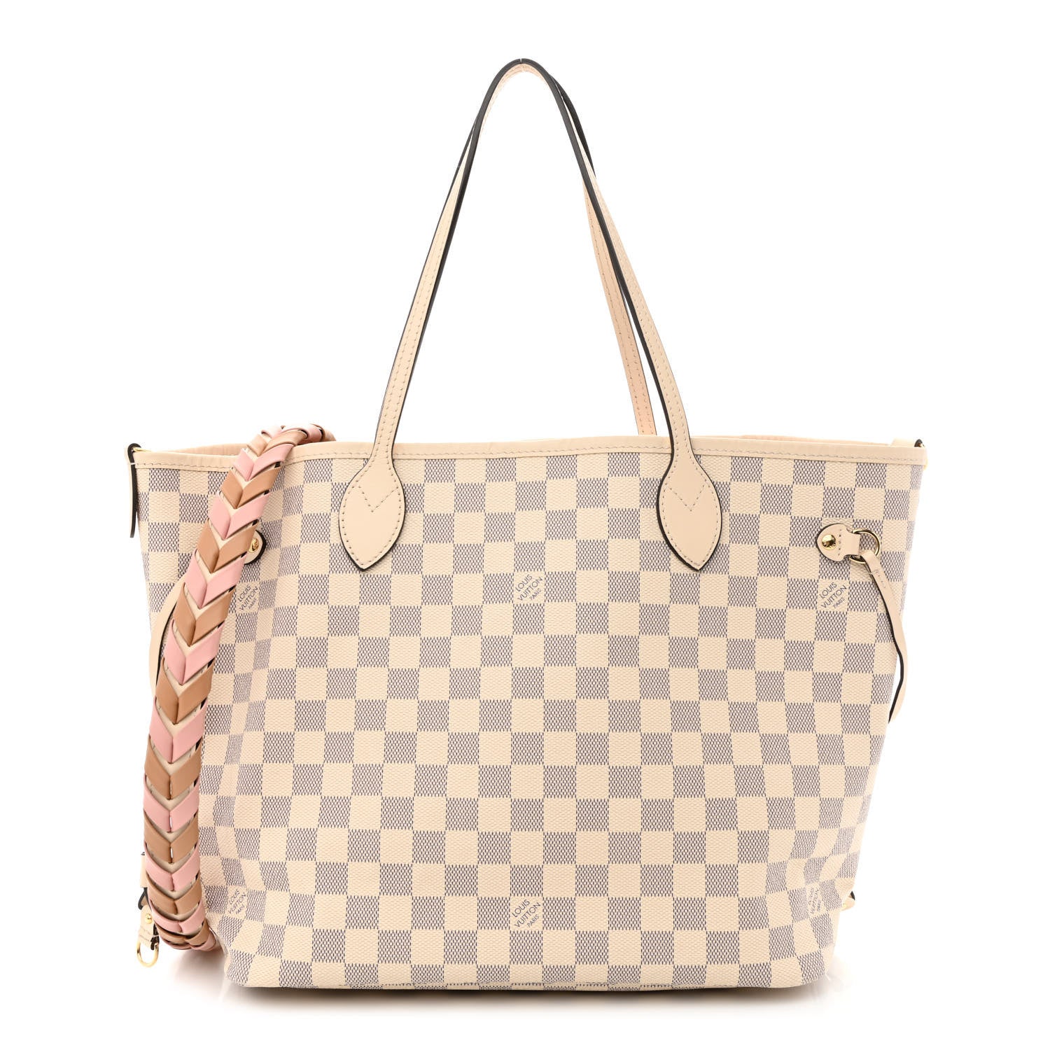Louis Vuitton Damier Azur Braided Neverfull MM Pink 3 of 12