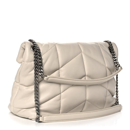 Saint Laurent Lambskin Quilted Medium Loulou Puffer Monogram Chain Satchel Crema Soft 3 of 11