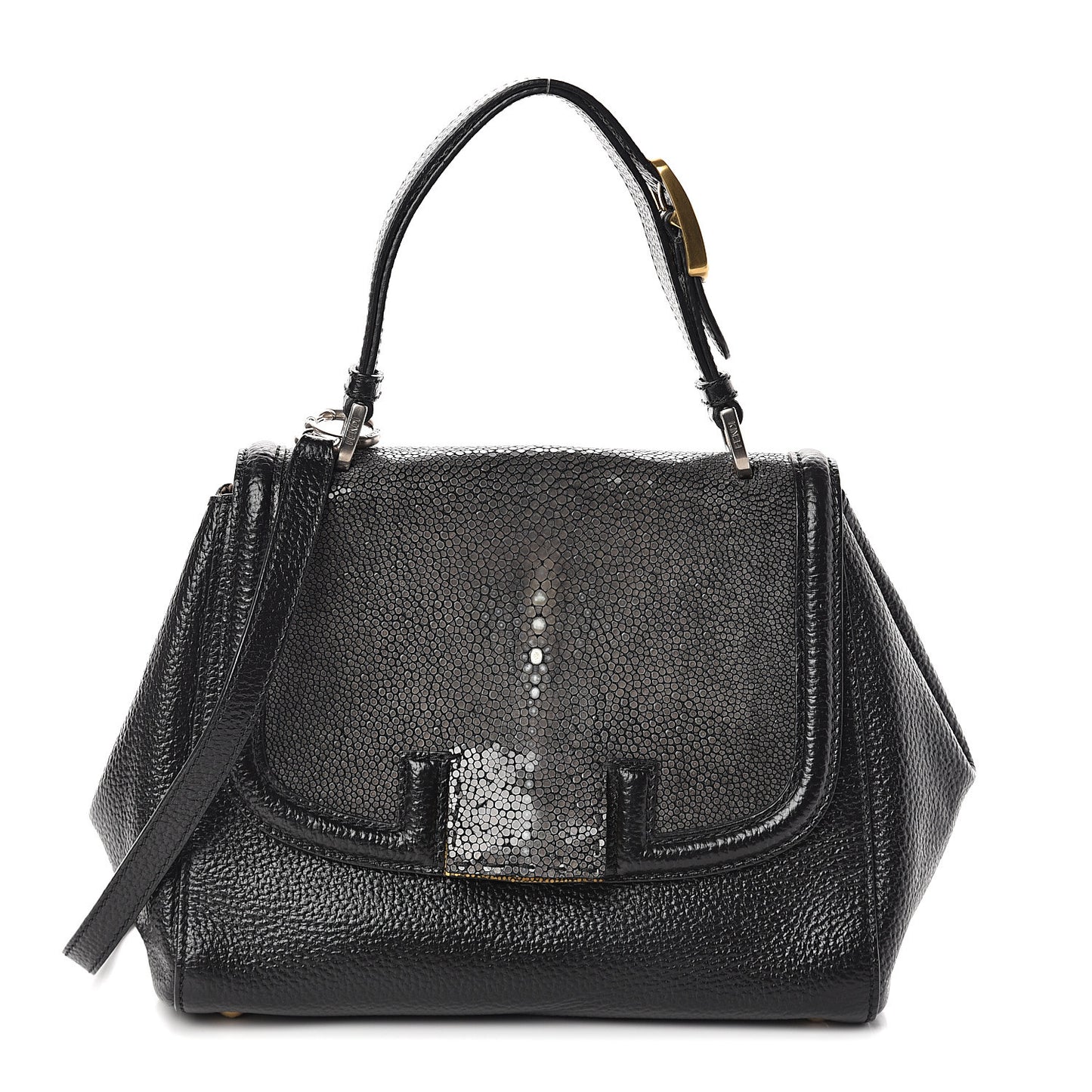 Glossy Buffalo Stingray Silvana Bag Black
