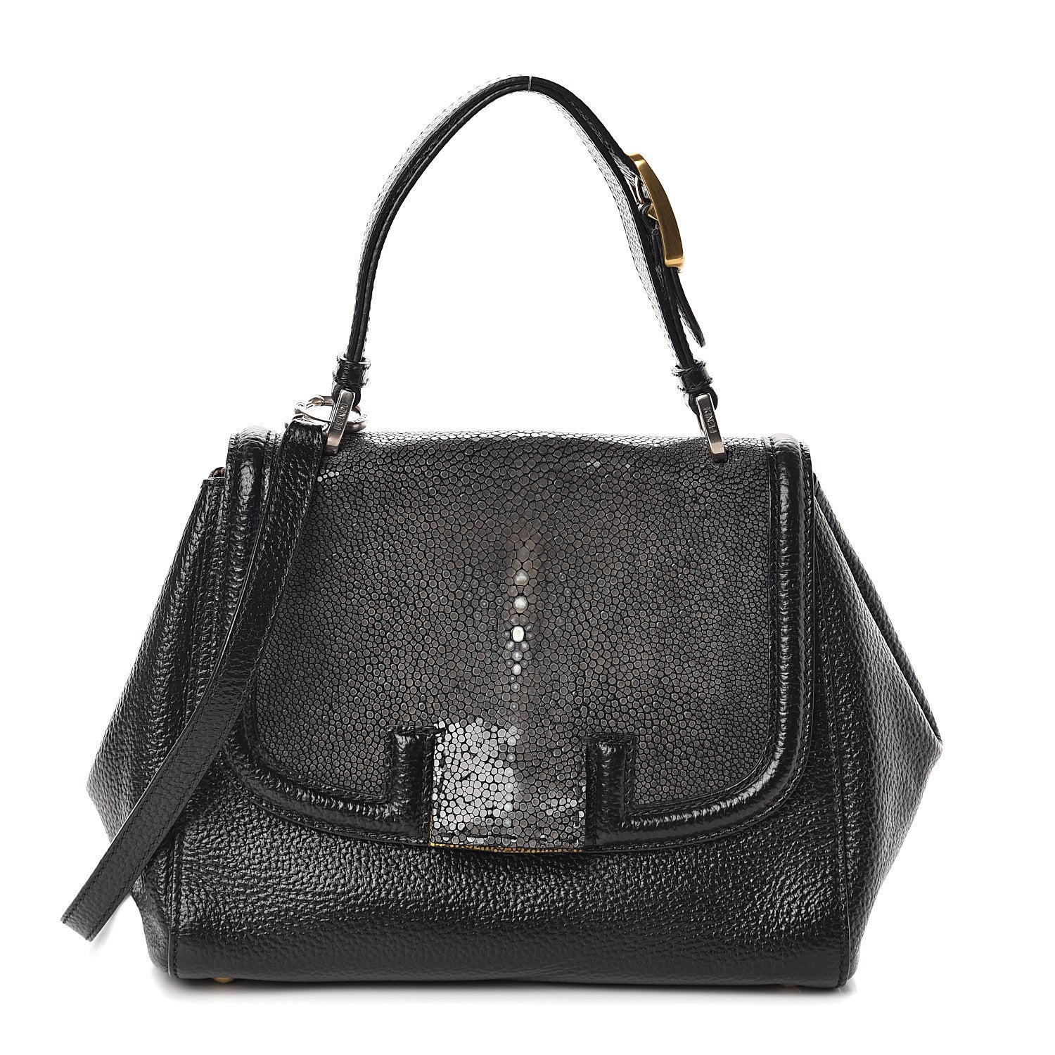 Fendi Glossy Buffalo Stingray Silvana Bag Black 1 of 8
