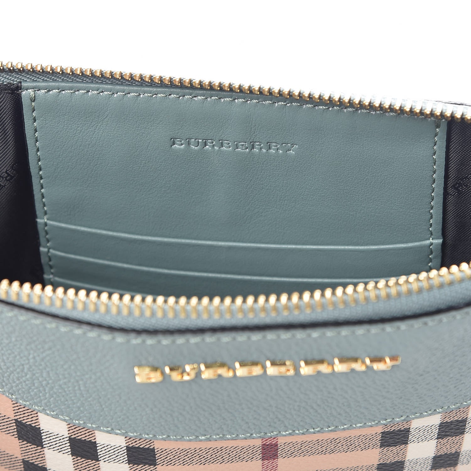 Burberry Haymarket Check Peyton Crossbody Clutch Bag Eucalyptus 6 of 10