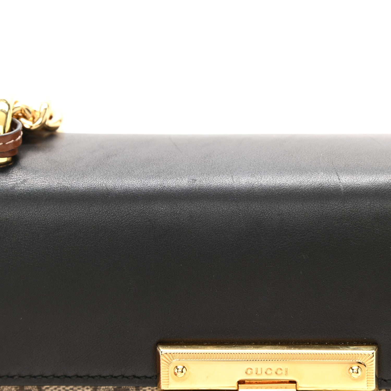Gucci GG Supreme Monogram Calfskin Small Padlock Shoulder Bag Beige Black Cuir 14 of 15