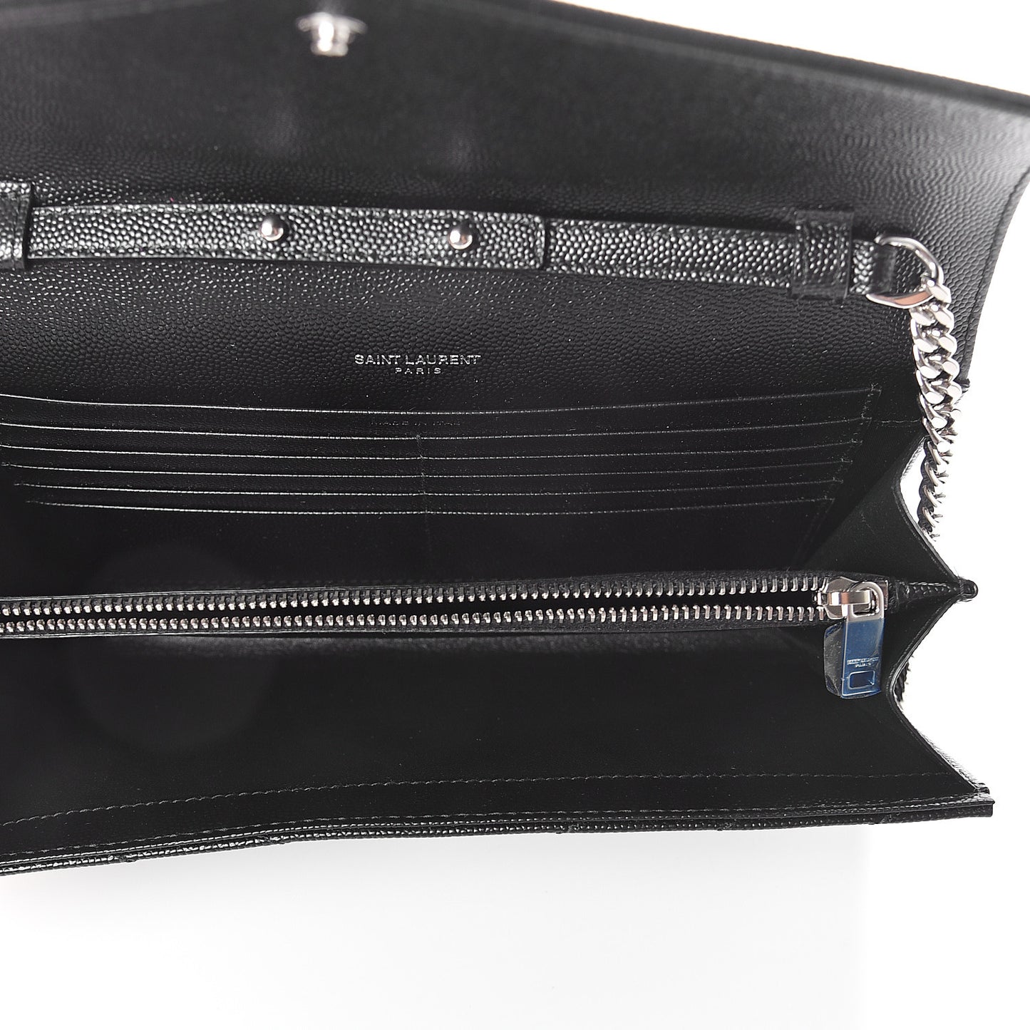 Grain De Poudre Matelasse Chevron Monogram Chain Wallet Black