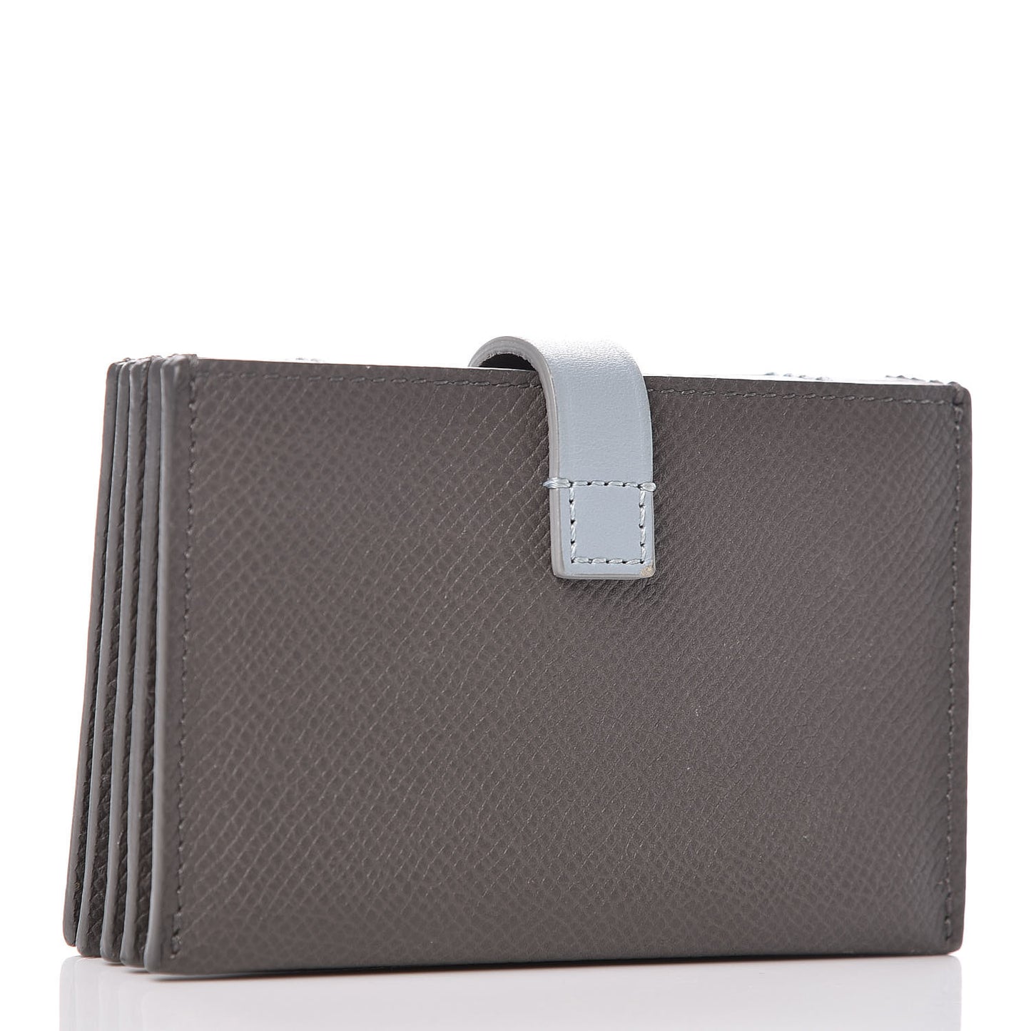 Grained Shiny Calfskin Accordion Card Holder Grey