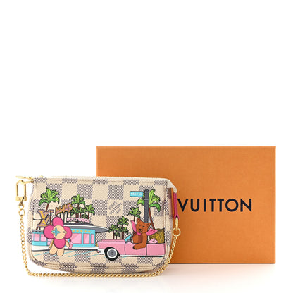 Louis Vuitton Damier Azur 2021 Christmas Animation Hollywood Mini Pochette Accessories Fuchsia 8 of 8