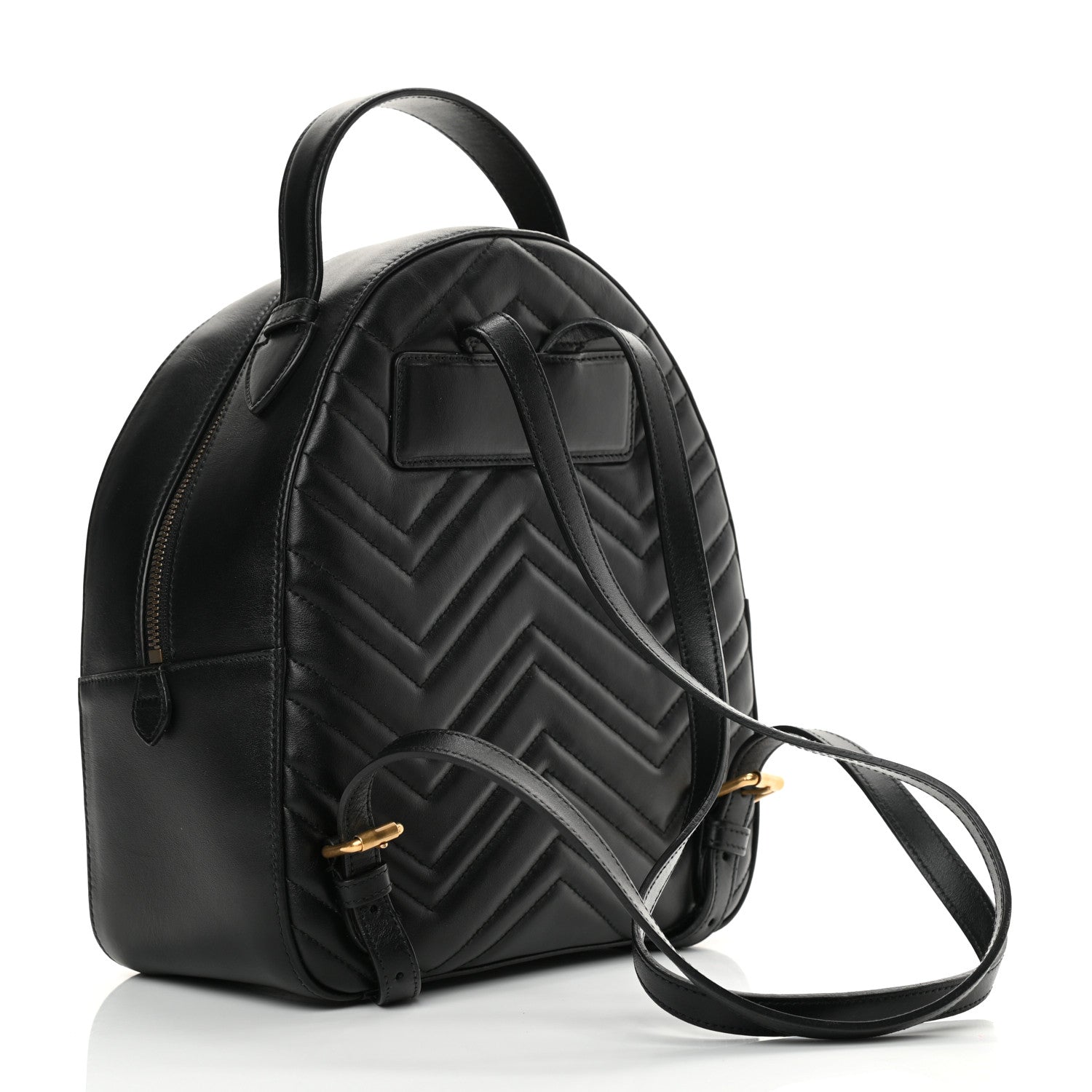 Gucci Calfskin Matelasse GG Marmont Dome Backpack Black 3 of 11