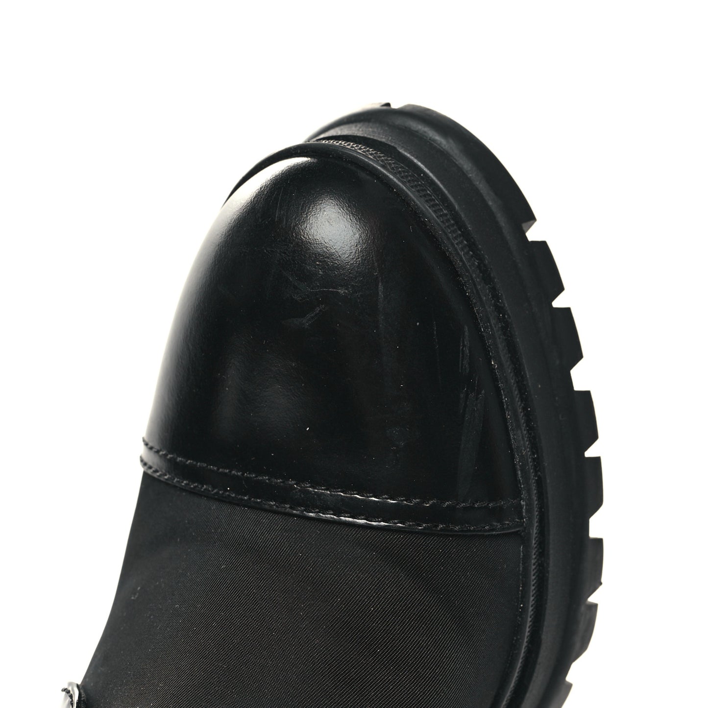 Spazzolato Re-Nylon Metal Triangle Logo Lace Up 55mm Ankle Boots 41 Black