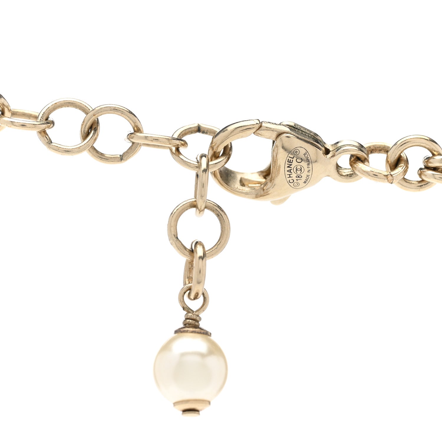 Chanel Crystal Pearl CC Long Multistrand Necklace Light Gold 5 of 6