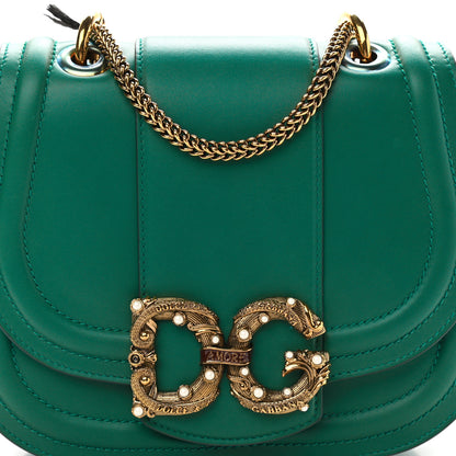 Dolce & Gabbana Smooth Calfskin Small DG Amore Shoulder Bag Dark Emerald 7 of 9