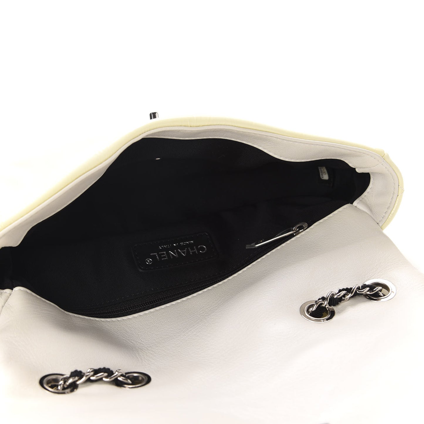 Patent Perforated Woven Flap White Black