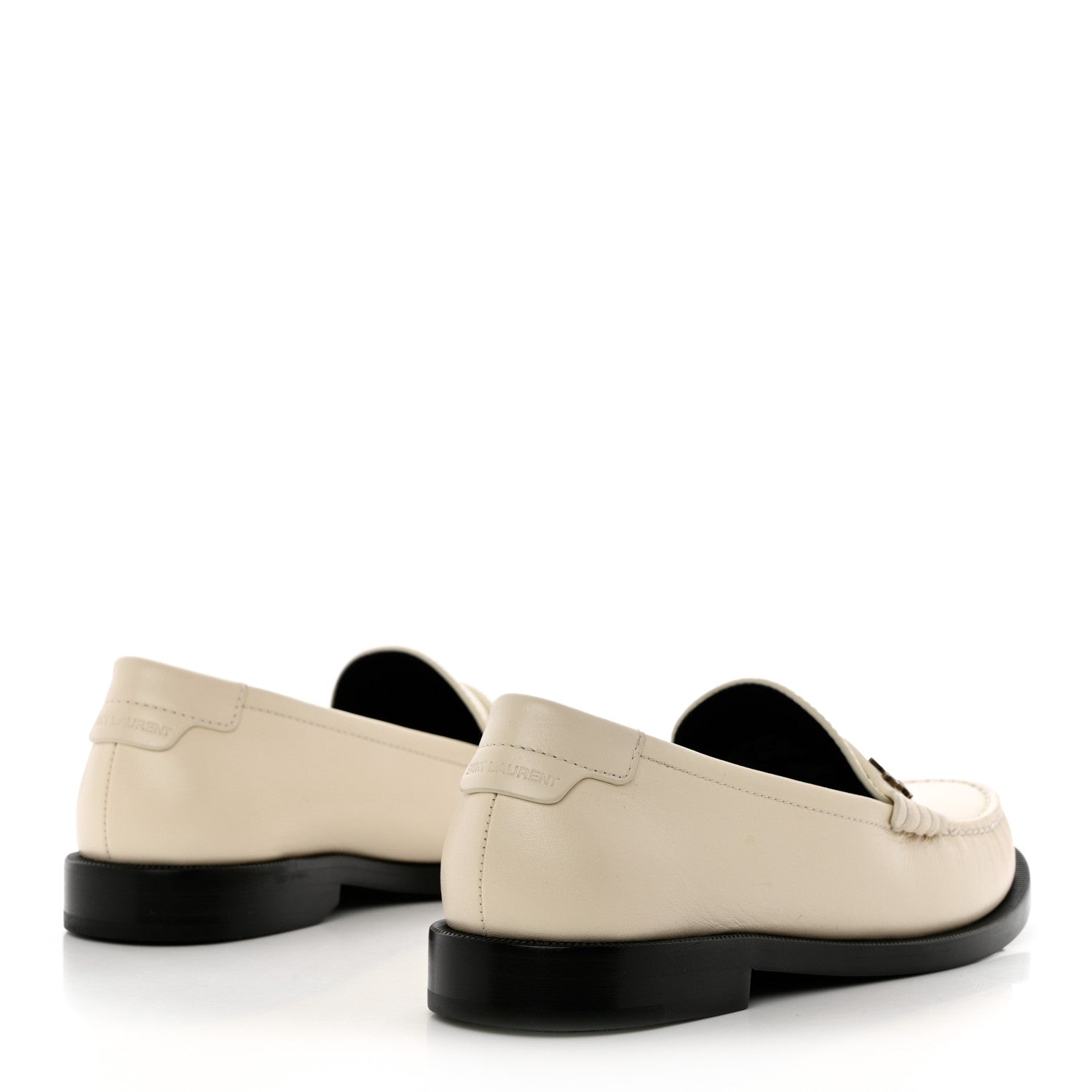 Saint Laurent Calfskin Penny Loafers 36.5 Pearl 4 of 9