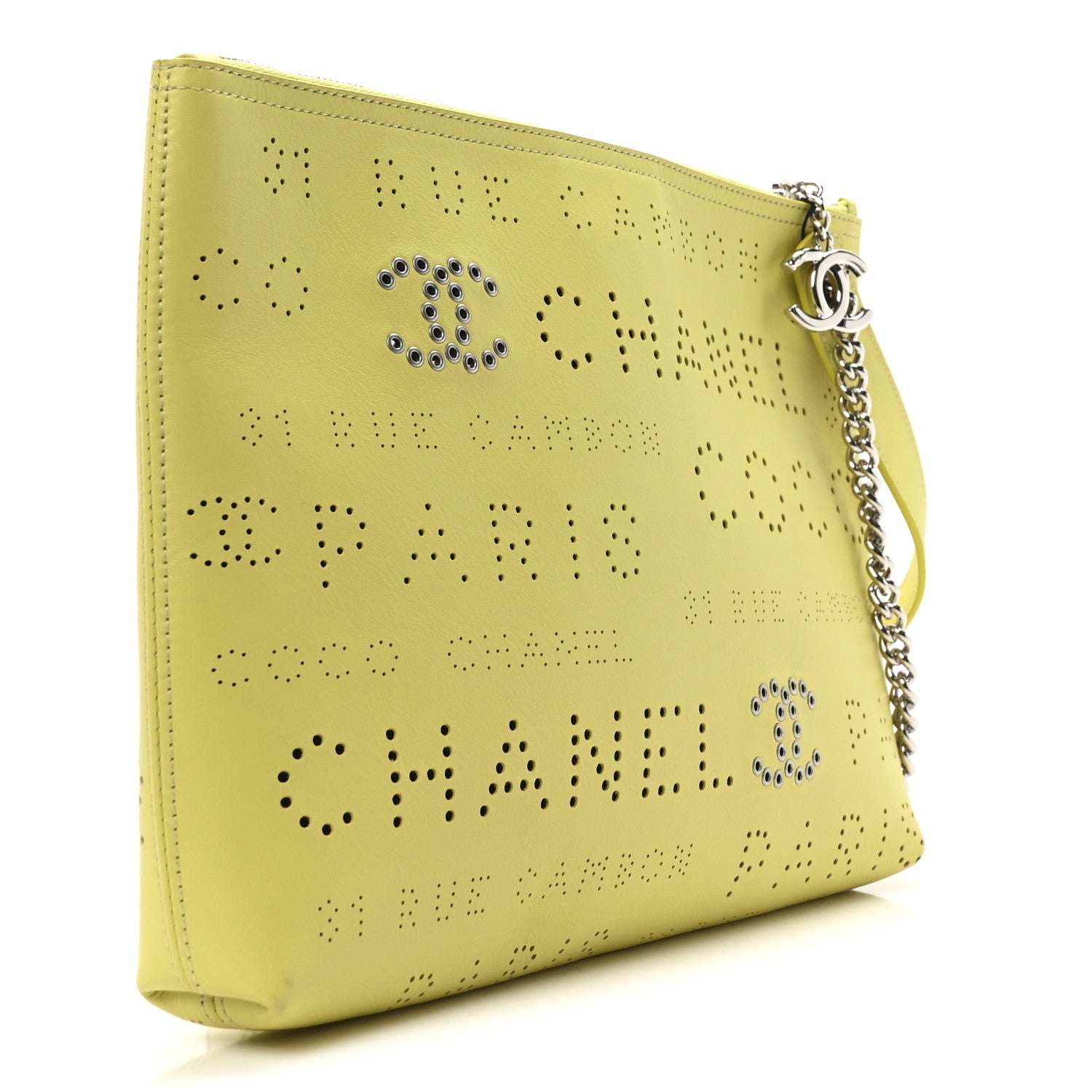 Chanel Calfskin Eyelets Clutch Yellow 6 of 20