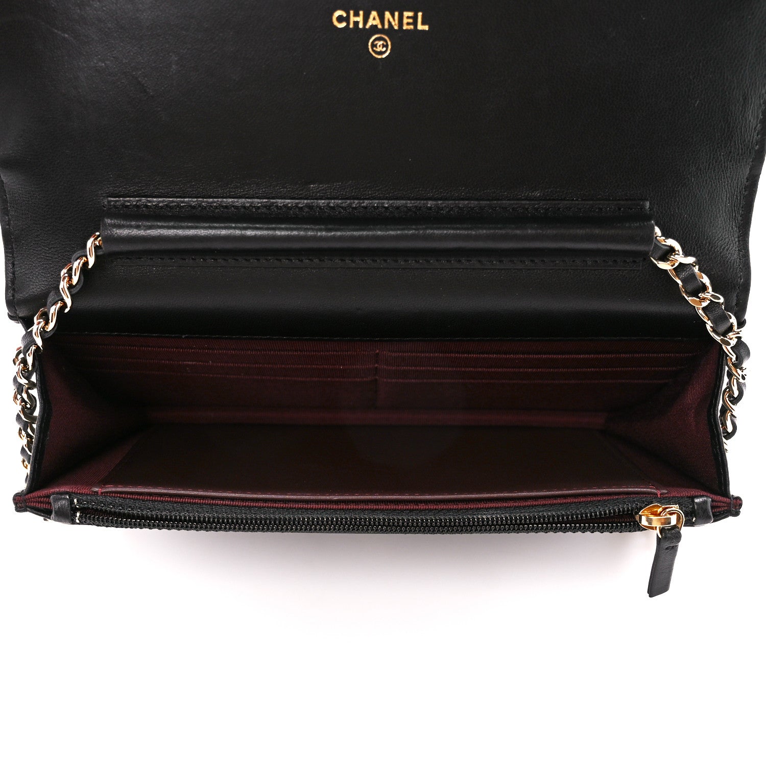 Chanel Lambskin Chevron Quilted Wallet On Chain WOC Black 5 of 11