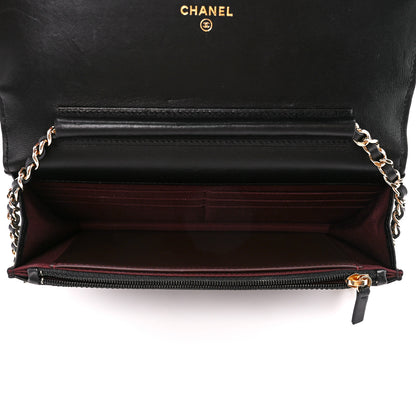 Chanel Lambskin Chevron Quilted Wallet On Chain WOC Black 5 of 11