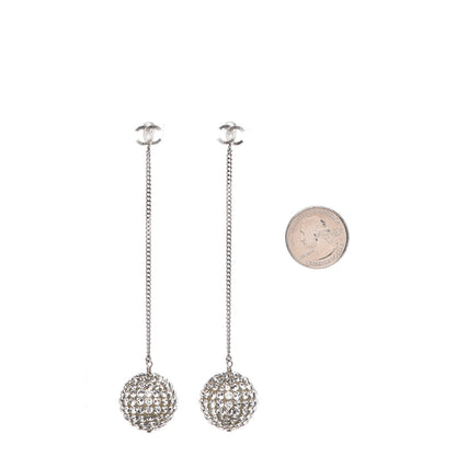 Chanel Crystal CC Drop Earrings Silver 2 of 5