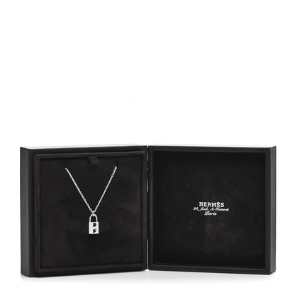 Hermes 18K White Gold Diamond Amulettes Cadenas Pendant Necklace 5 of 5